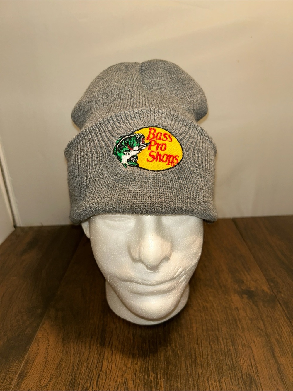 Bass Pro Shops Adults Beanie Hat Gray Knit Cap Fishing Logo One Size Fits Most